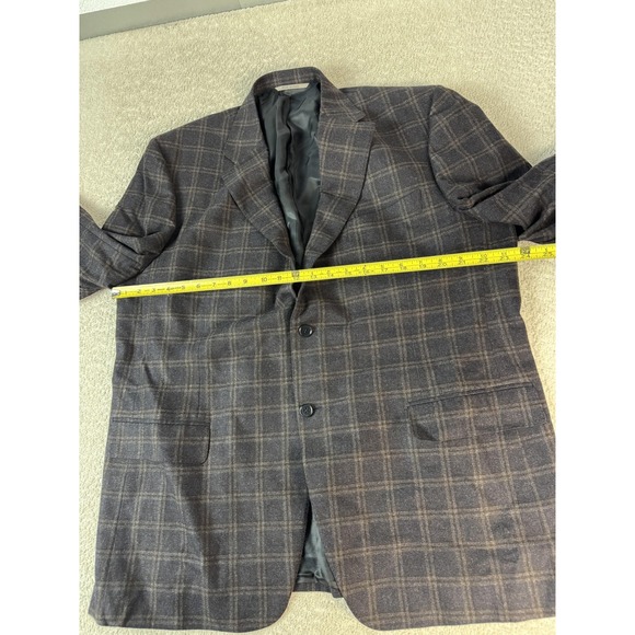 Canali Blazer Mens 48 Regular Brown Plaid Wool Cashmere Italy Sport Coat Jacket - Picture 3 of 10